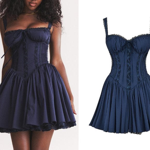 HOUSE OF CB 'Pietra' French Navy Corset Mini Dress NWOT - Picture 8 of 14